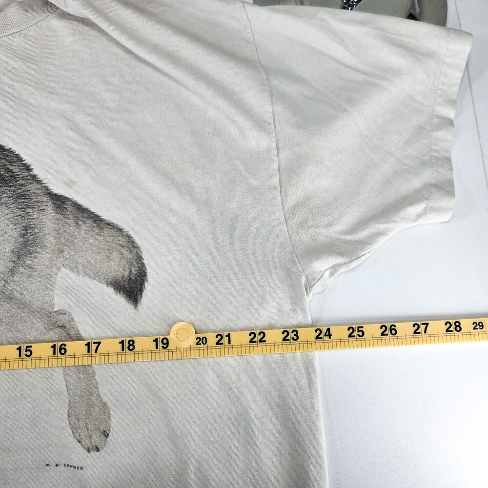 Vintage 90s Wolf Nature T Shirt Hanes Beefy-T Single Stitch Wildlife Tee Sz XL - Picture 9 of 10